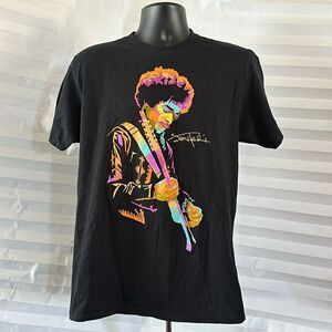 Authentic Jimi Hendrix Black T-Shirt Size Large Short Sleeve Rock Music Tee